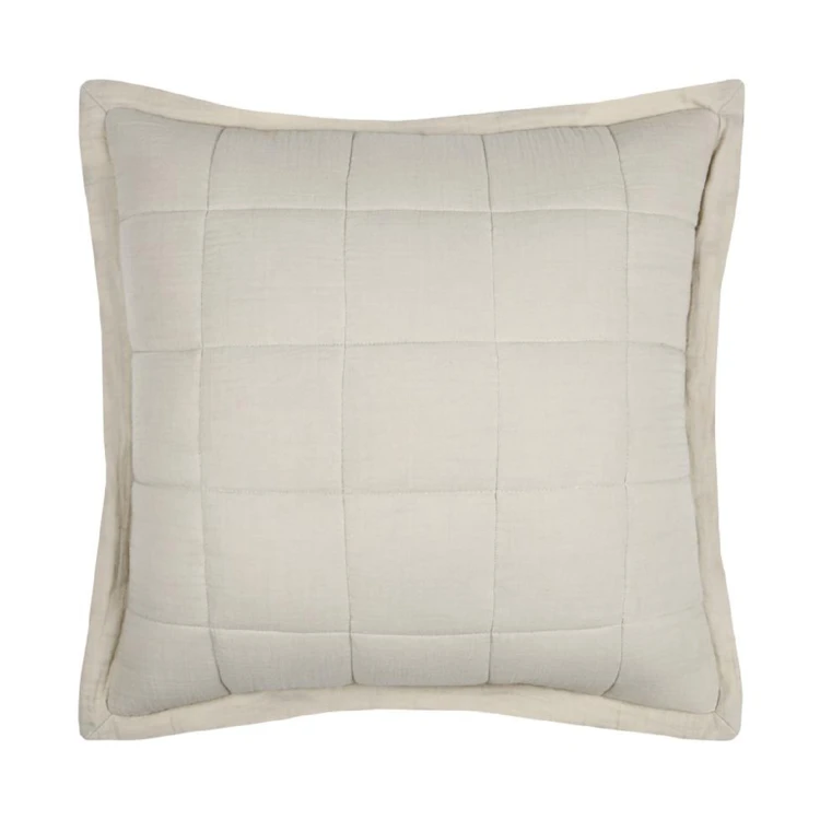 Coussin carré uni en gaze de coton surpiquée