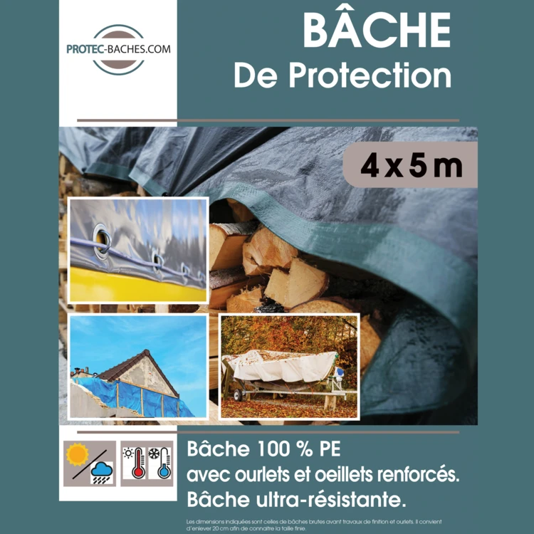 Bâche de Protection étanche avec Oeillets 60gr/m²