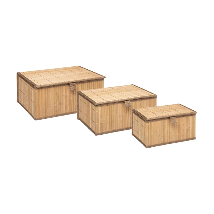 Lot de 3 boîtes de rangement en bambou