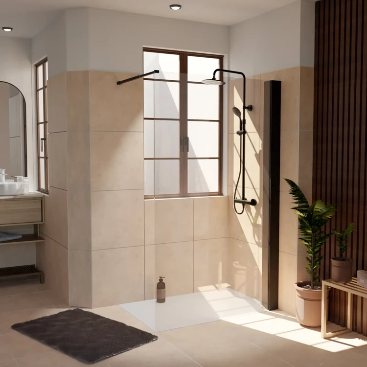 Paroi de douche avec rangements style moderne