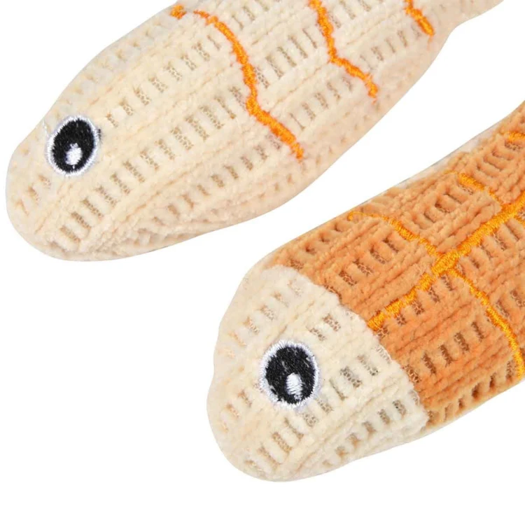 Lot de 2 jouets peluche poisson pour chat