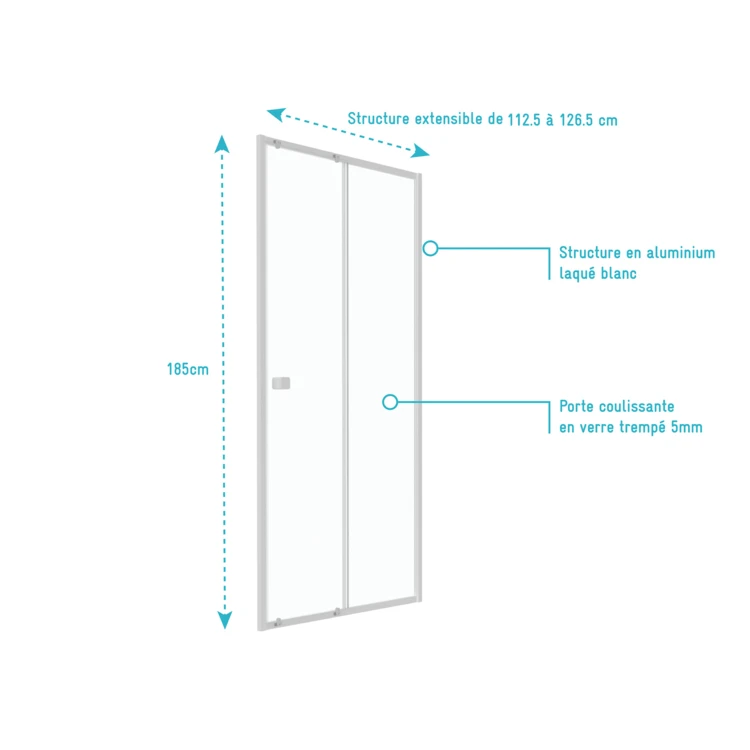 Porte de douche coulissante extensible minimaliste