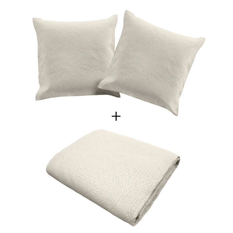 Cubre Cama Acolchado y 2 Fundas de Almohada Romane