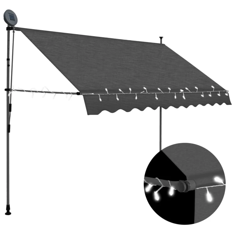 Toldo retráctil manual con LED