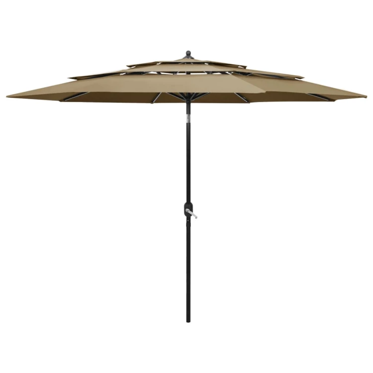 Parasol à 3 niveaux avec mât en aluminium 3 mètres