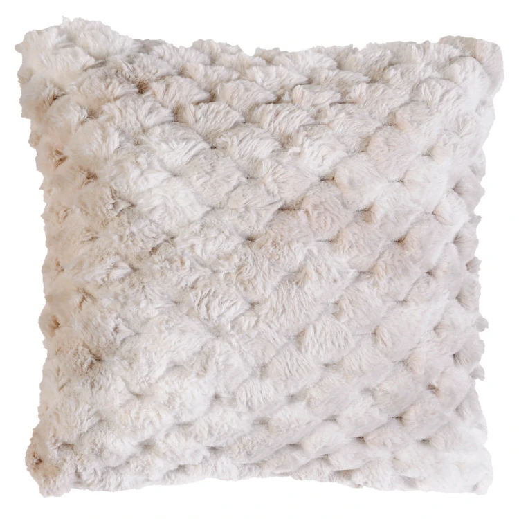 Coussin Imitation Fourrure avec Relief Géométrique