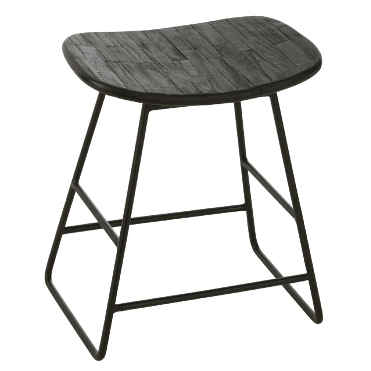 Tabouret rectangulaire en bois teck recyclé