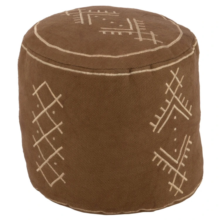 Pouf cylindre motifs ethniques en coton