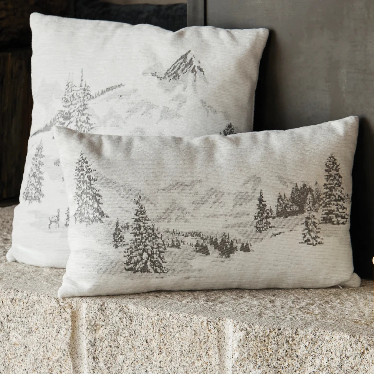 Housse de Coussin Sapins Enneigés