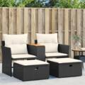 Gartensofa 2-Sitzer mit Hockern aus Polyrattan