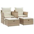 Gartensofa 2-Sitzer mit Hockern aus Polyrattan