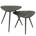 Lot de 2 tables triangulaires en teck recyclé