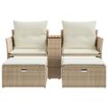 Gartensofa 2-Sitzer mit Hockern aus Polyrattan