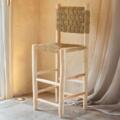 Tabouret de bar bois dossier damier