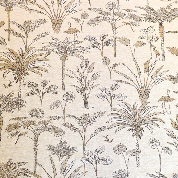 Tissu décoratif motifs végétaux et oiseaux