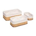 Lot de 3 paniers en bambou et tissu