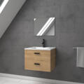 Ensemble meuble vasque + miroir finition bois