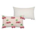 Coussin avec cerises en relief pompons