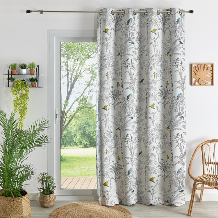 Rideaux tamisants Jacquard imprimé floral et perroquets