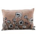 Coussin en velours fleuri