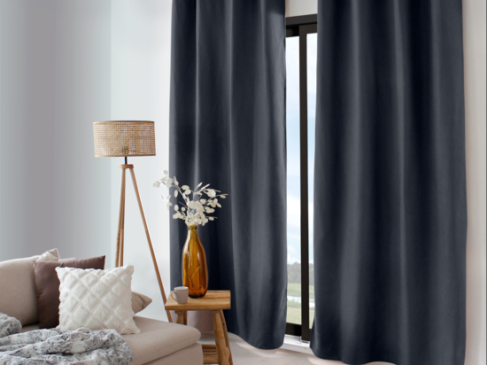 Panneau de rideau opaque double gris en polyester avec doublure thermique,  Neptune par Gouchee Home de 96 po 23316